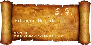 Selinger Henrik névjegykártya