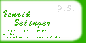 henrik selinger business card